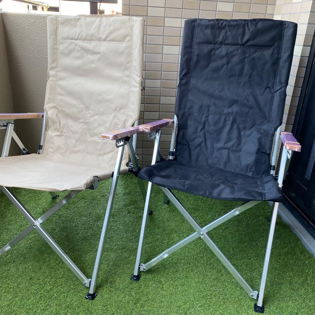 【新品コールマンOEM品】スノーピーク風レイチェア ブラック カーキ 2脚セット