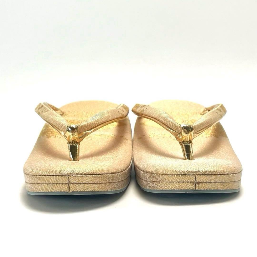 最終価格 新春セール 美品 創作 御誂 和装用バッグ 草履 2点セット ゴールド