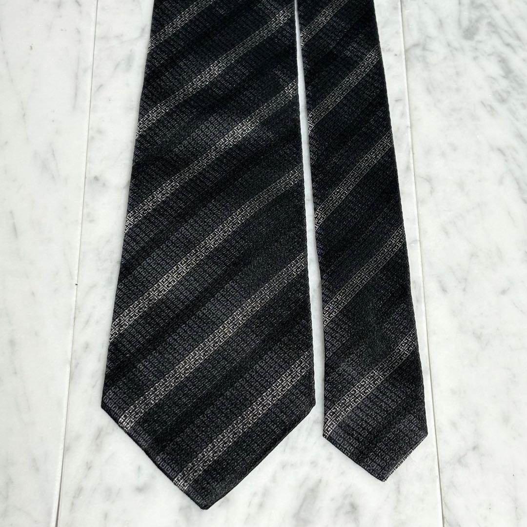 GIVENCHY ネクタイ ブラック ストライプ ロゴ柄 4Gロゴ