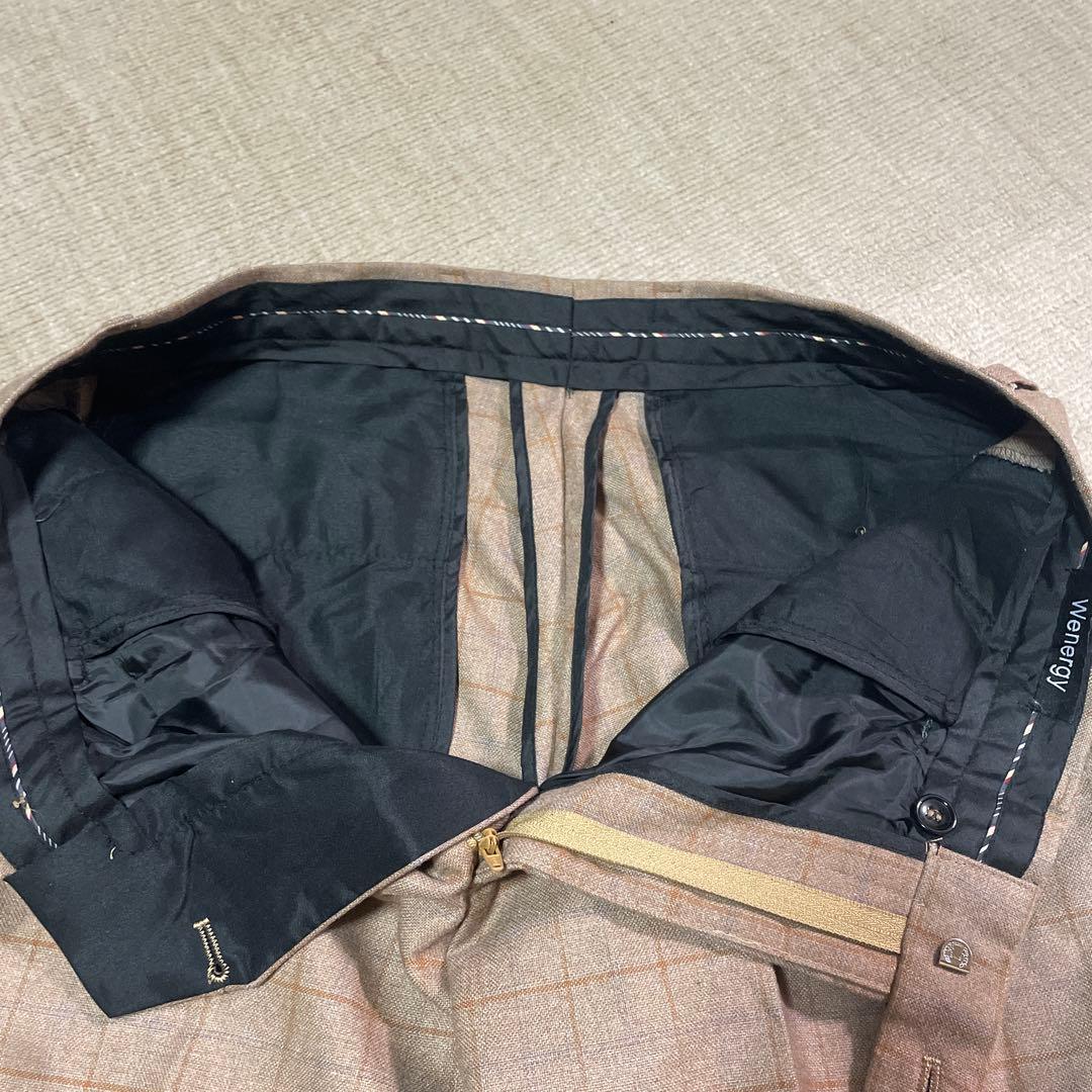 ベージュ チェック柄 3ピーススーツ　WENERGY