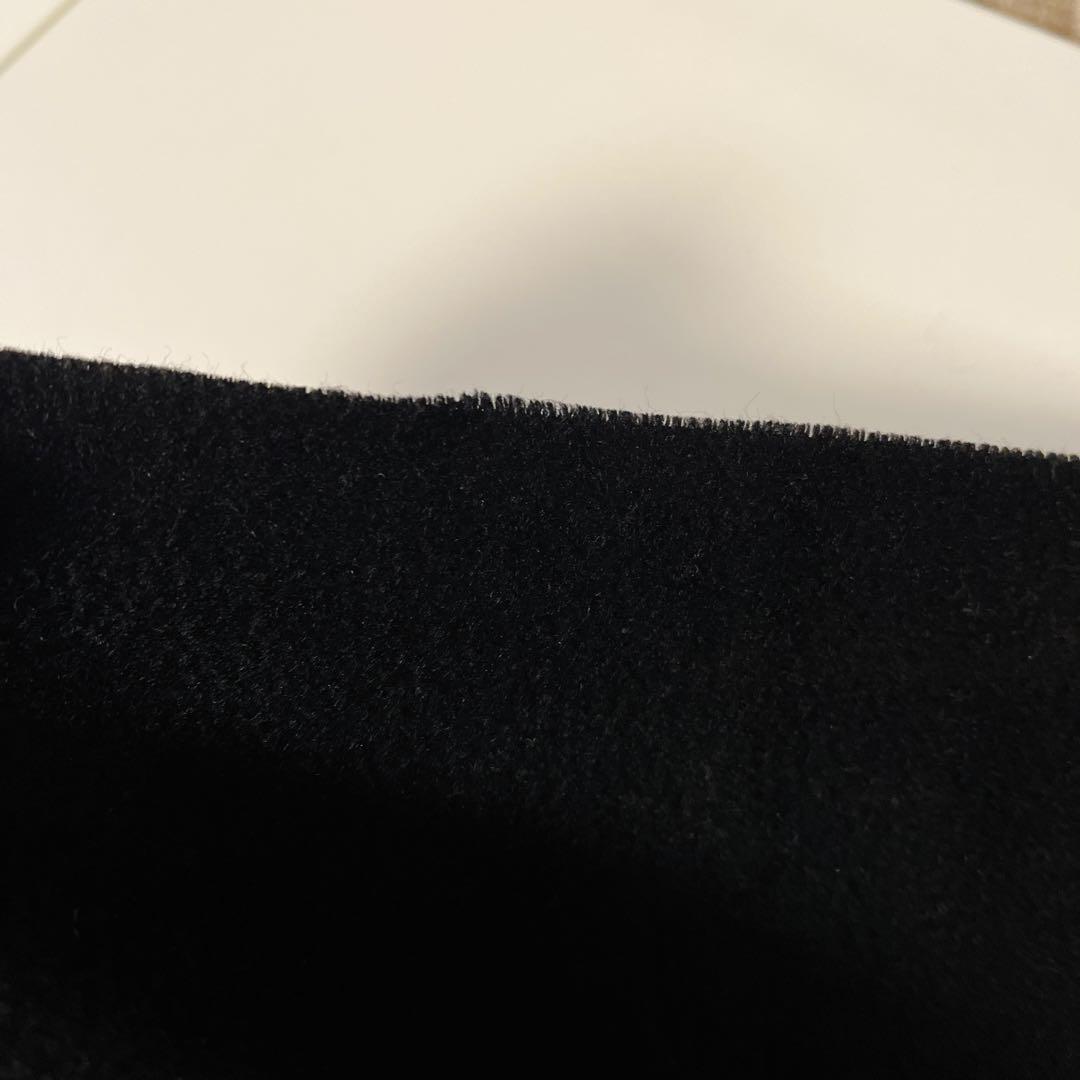 ルイヴィトン LVロゴ フリンジ付き カシミヤマフラー 黒