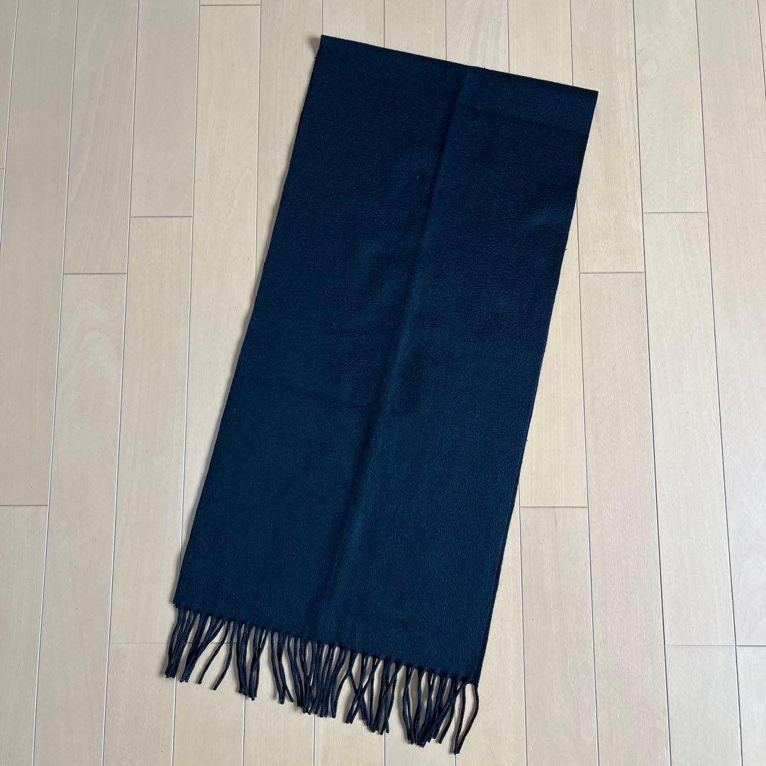 ルイヴィトン LVロゴ フリンジ付き カシミヤマフラー 黒