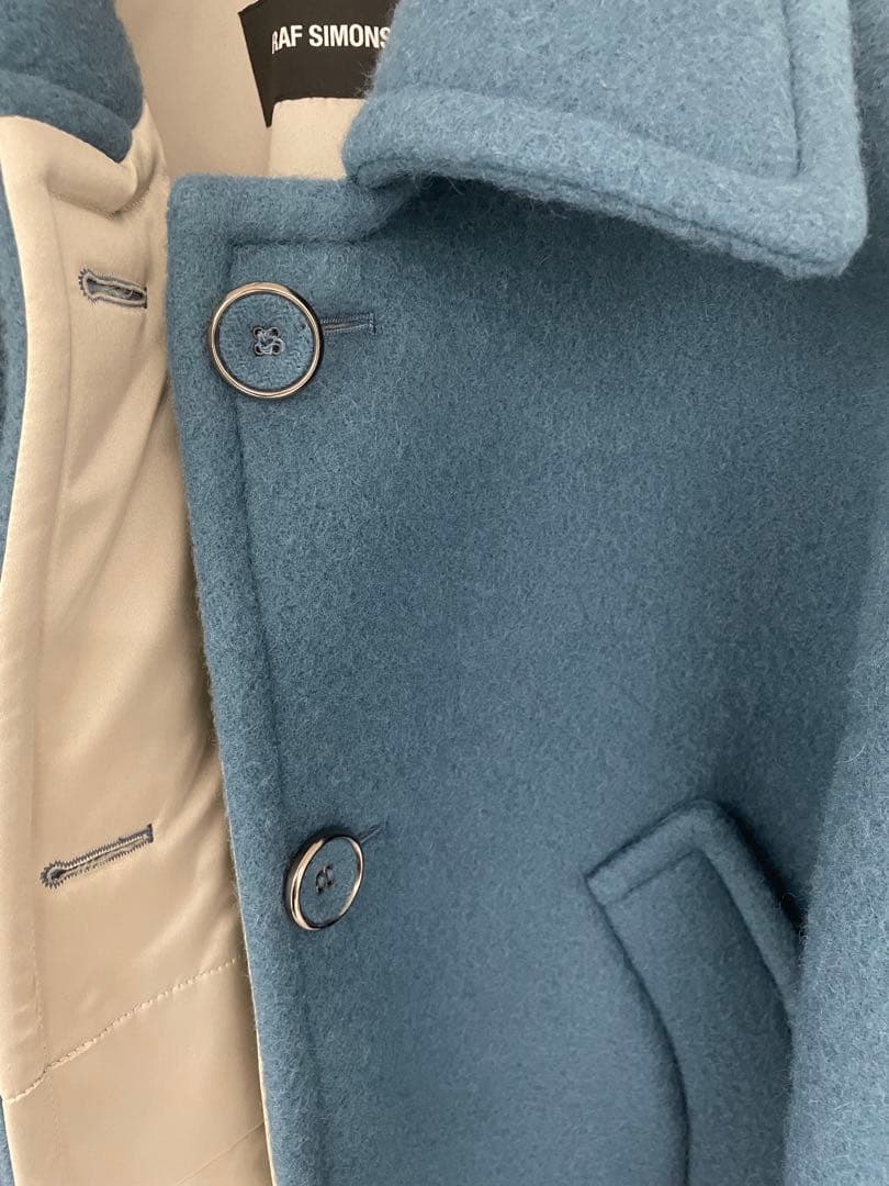 18AW RAF SIMONS ショートキャバンコート ブルー サイズ44