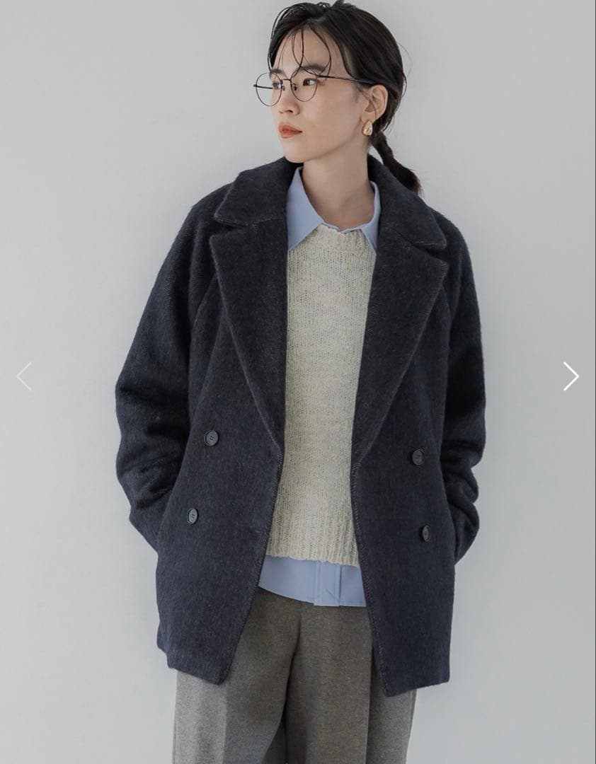 【美品】crewre マイルドシャギーウールPコート　navy size3