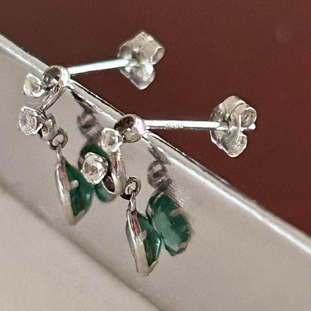 希少★パワーストーン☆K14WG グリーンクォーツ/ジルコニア ピアス 14金