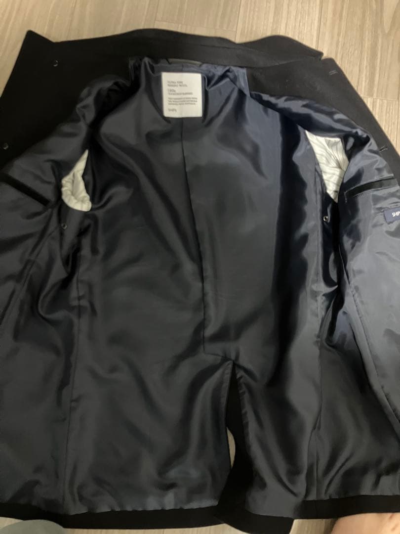 SHIPS スーパー160’S メルトン シングル ピーコート ネイビー M