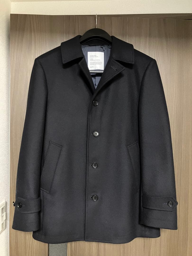 SHIPS スーパー160’S メルトン シングル ピーコート ネイビー M