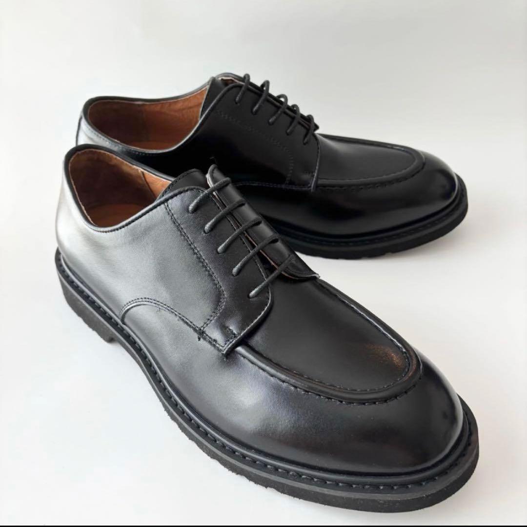 ✨極美品✨オックスフォード&ダービー プレーントゥUチップ 厚底レザービジネス黒
