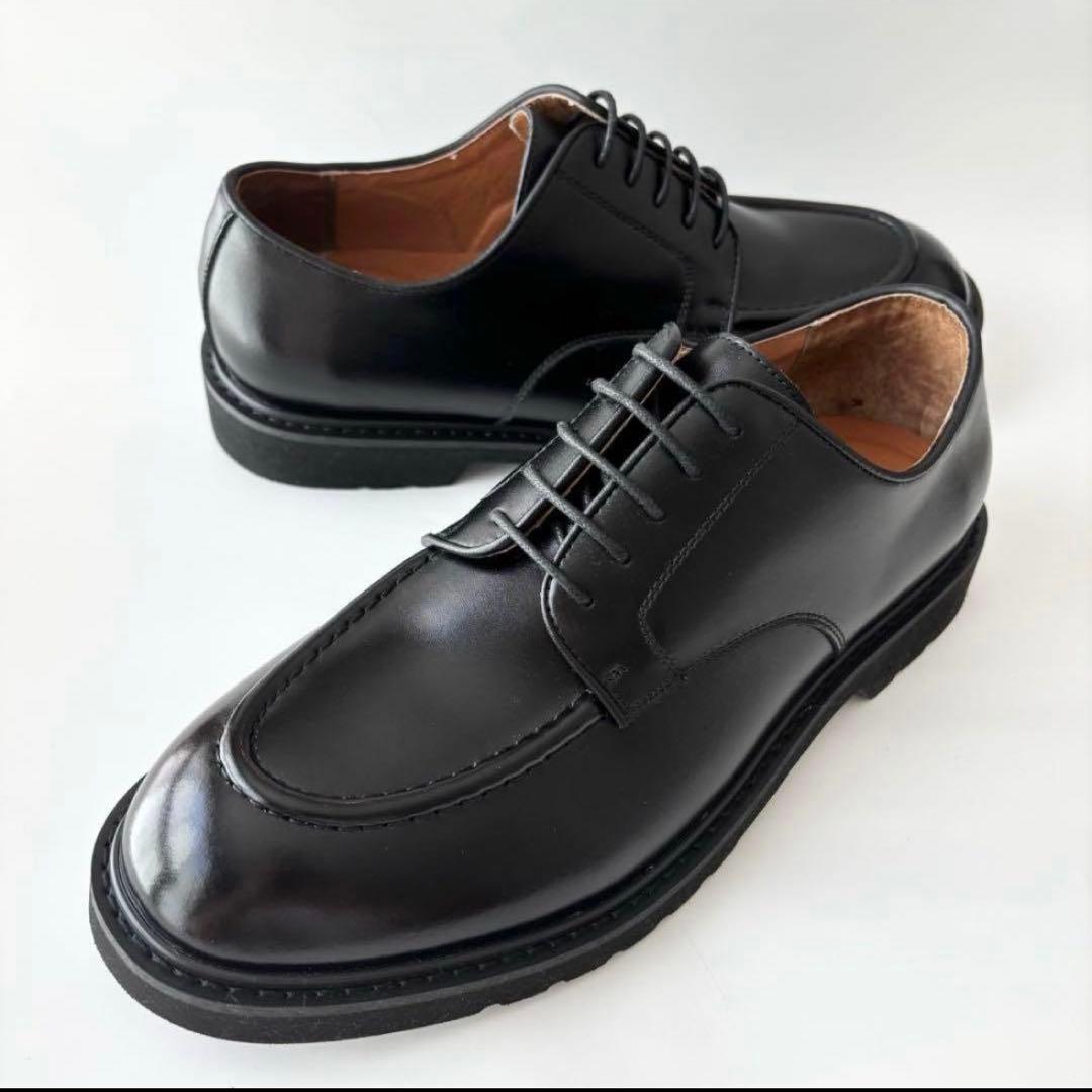 ✨極美品✨オックスフォード&ダービー プレーントゥUチップ 厚底レザービジネス黒
