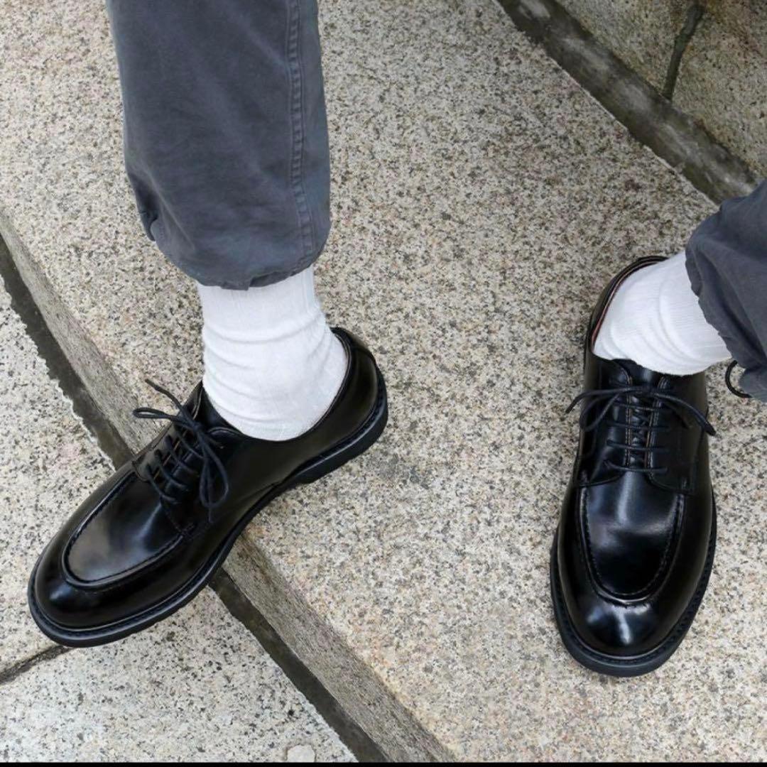 ✨極美品✨オックスフォード&ダービー プレーントゥUチップ 厚底レザービジネス黒