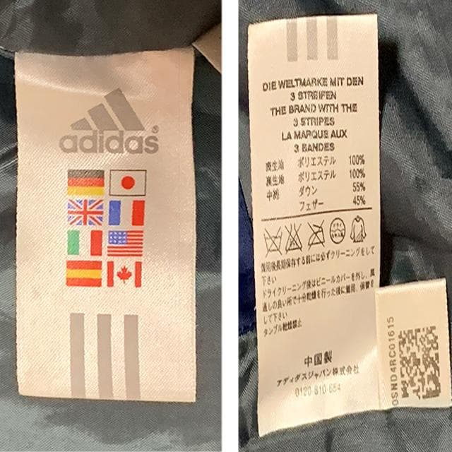 美品✨adidas ベンチコート ネイビー M 刺繍ロゴ ダウン フェザー