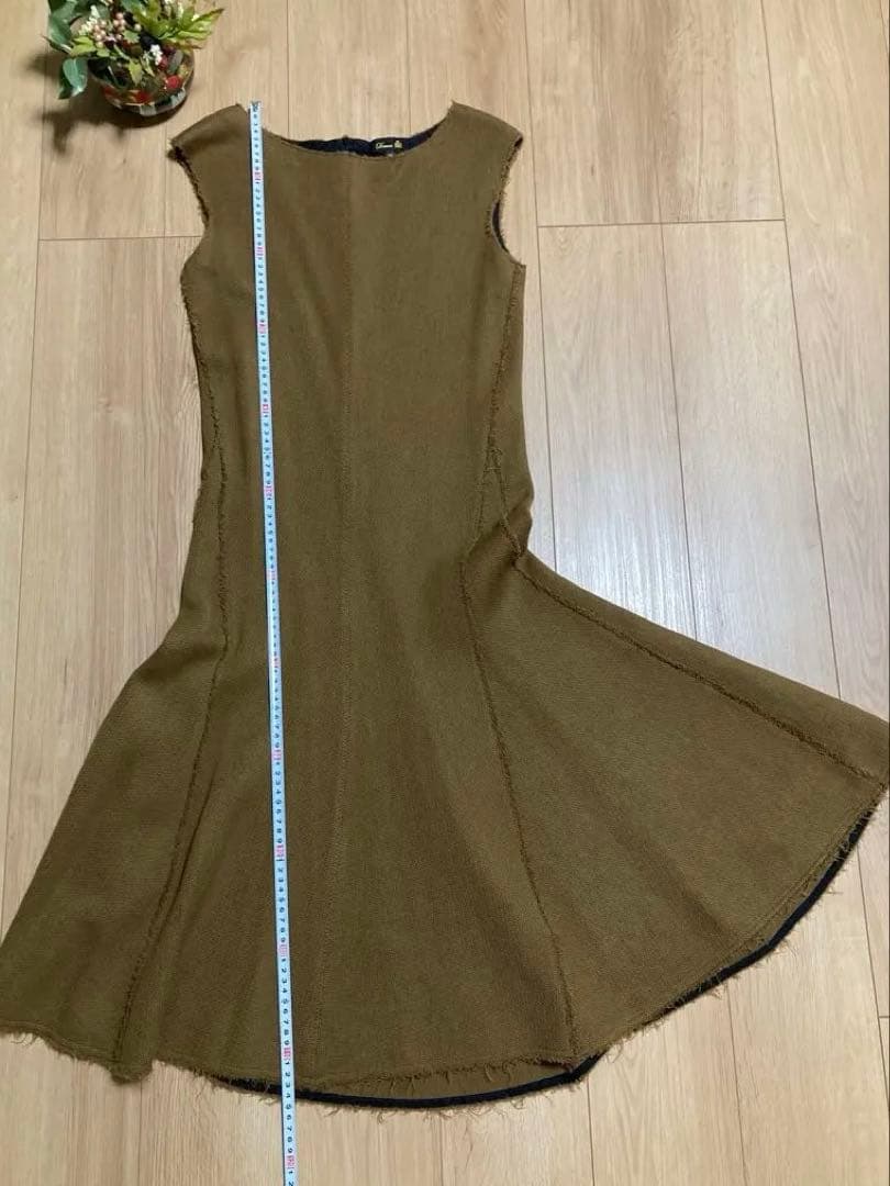 【美品】Drawerドゥロワー　ウール　ブラウン　フレア　ワンピース