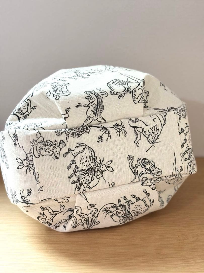 和装バック　着物バック和柄コットン生地・鳥獣戯画（アイボリー）入学卒業結婚式振袖