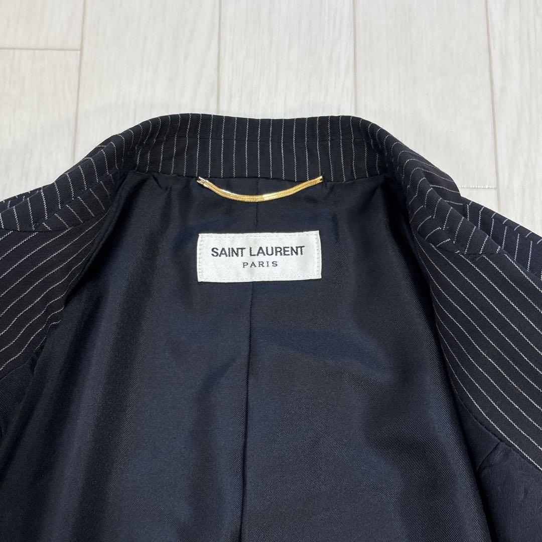 美品 サンローランパリ エディ期 ストライプ テーラードジャケット36 ブラック