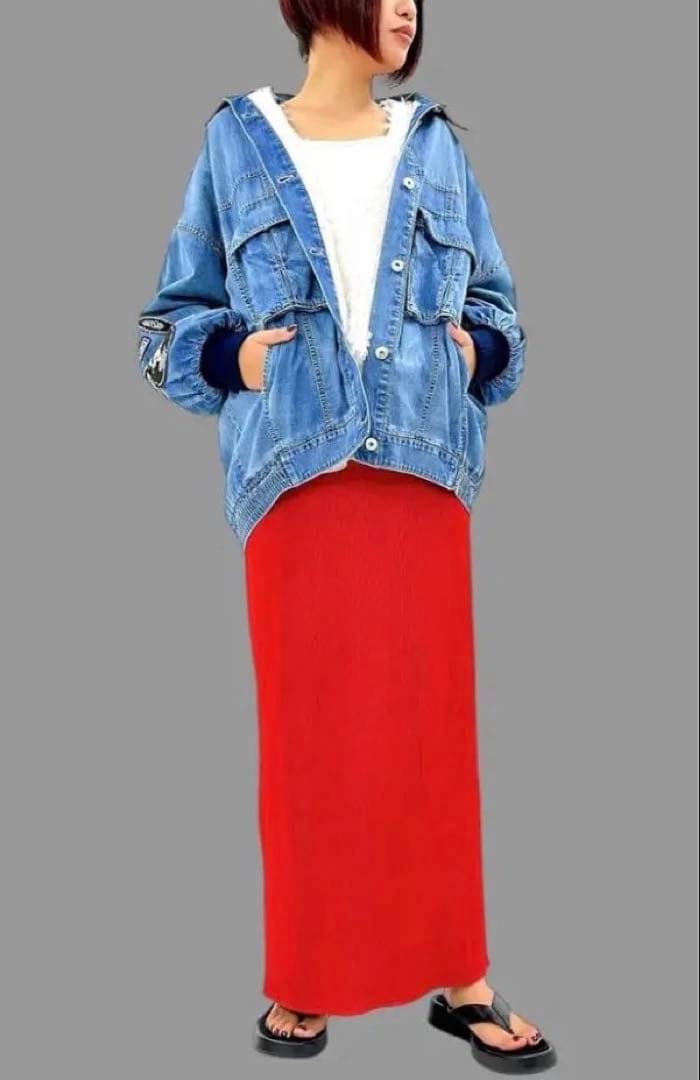 【タグ付未使用】ayane中綿キルトダンガリージャケット（袖ワッペン）