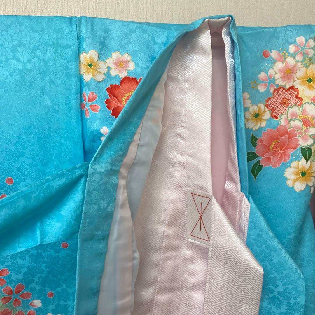 a753x54 訳あり 産着 女の子 水色 花 鞠 化粧箱付き