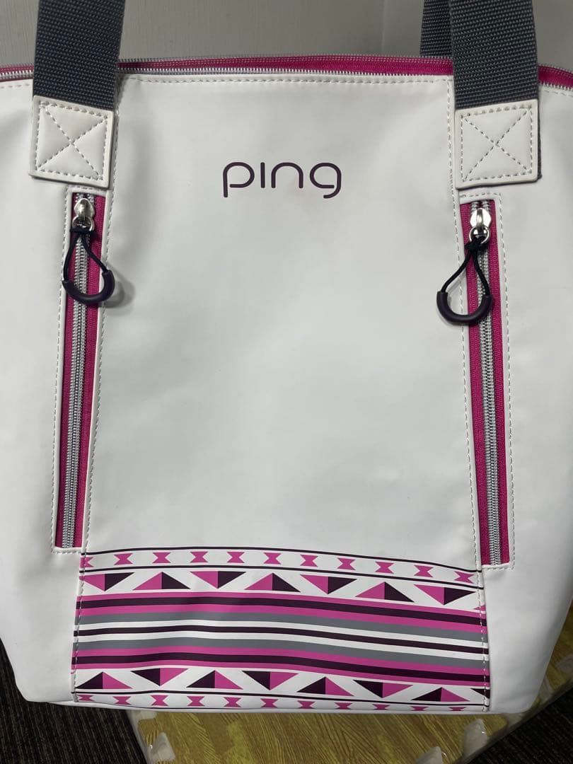 【2点セット】 PING ゴルフトートバッグ&カートバッグ ホワイト/ピンク