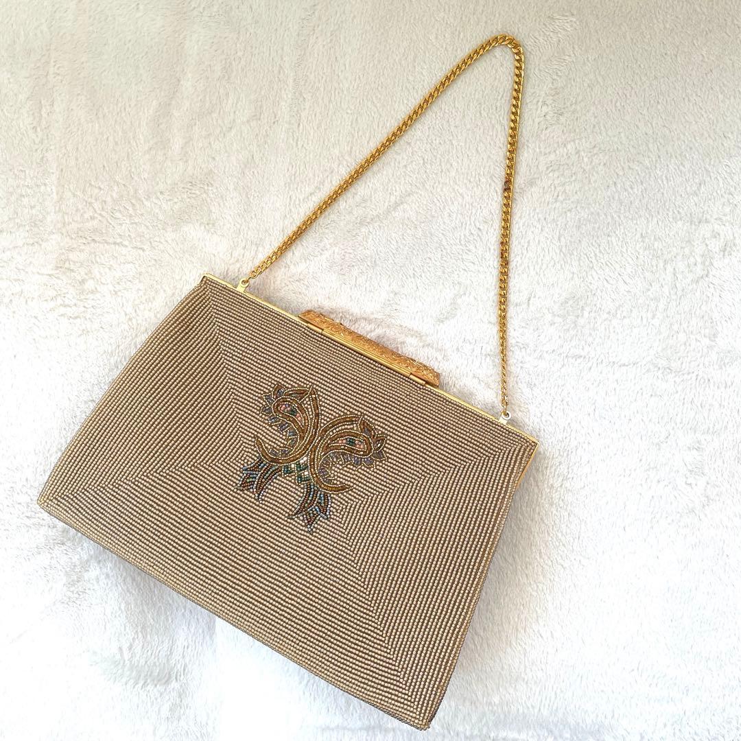 二重糸本刺繍ビーズバック.卒業.入学式 結婚式　パーティーバック　高島屋