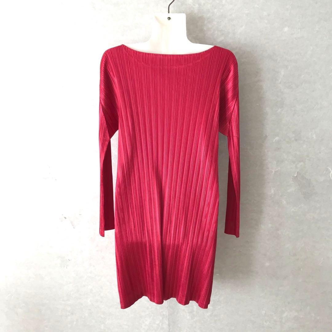 プリーツプリーズ イッセイミヤケ プリーツ ワンピース 希少 ボルドー 3