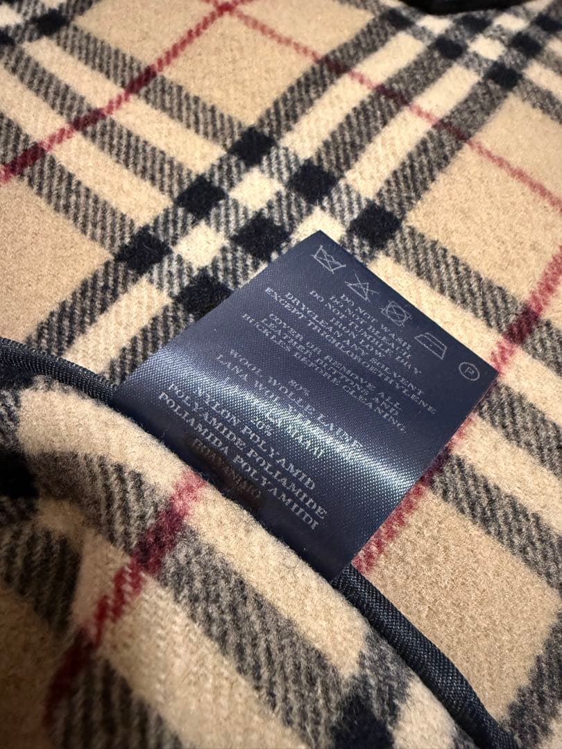 【英国製】BURBERRY 黒 ダッフルコート フード付き