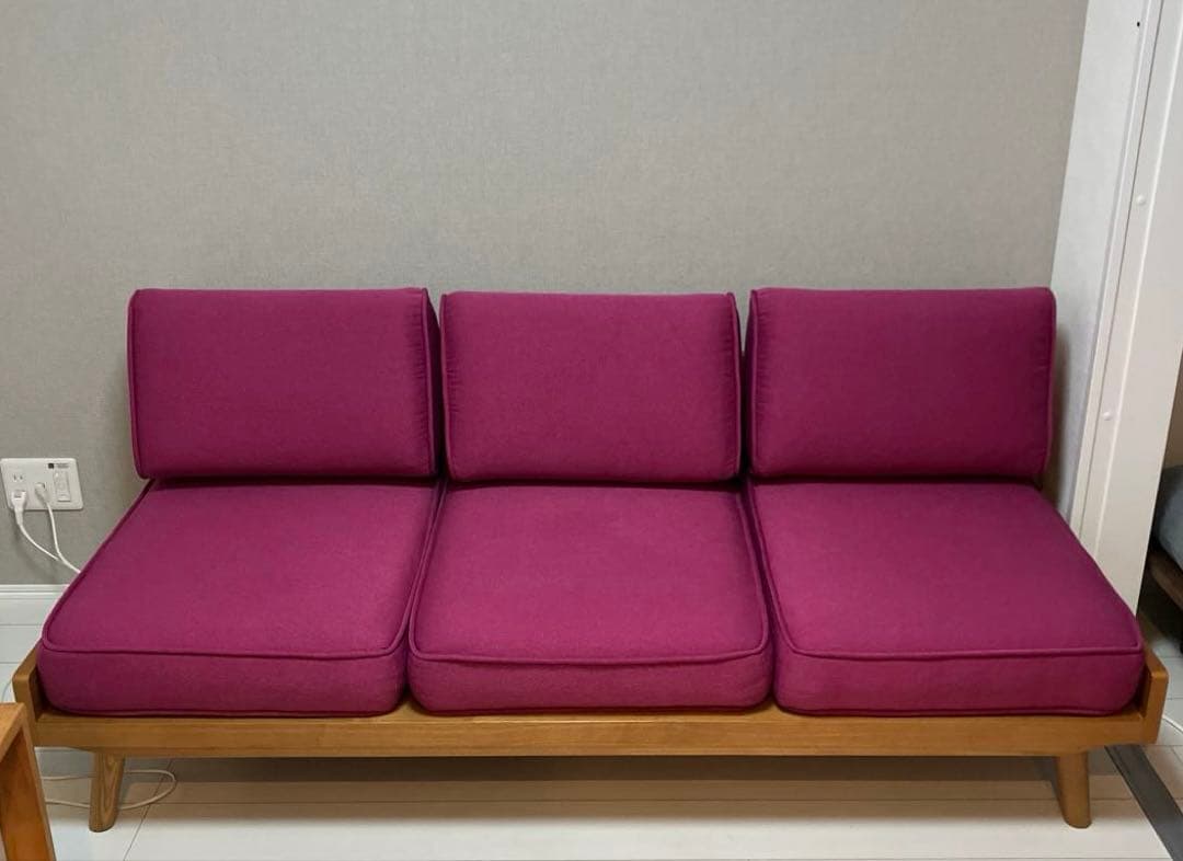 unico ALBEROパープル/ベージュカバー2種付き ソファ 3人掛け