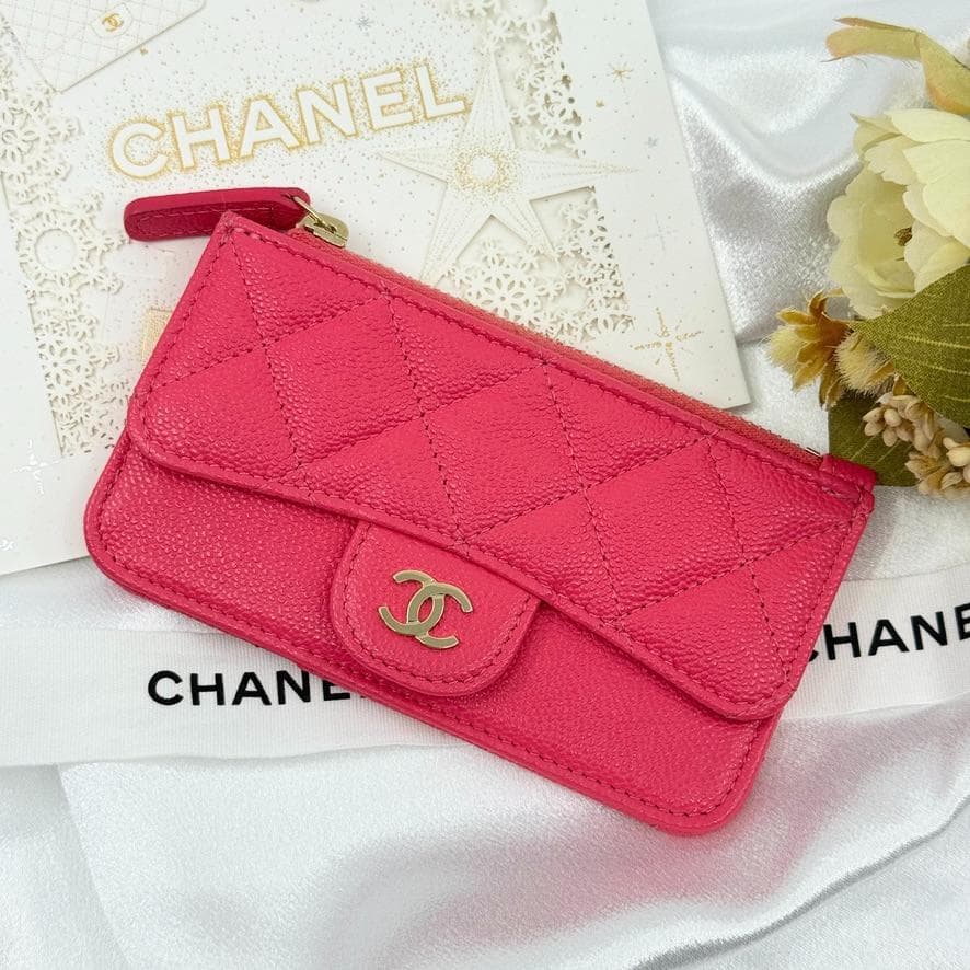 美品　CHANEL シャネル　マトラッセ　フラグメントケース　キャビアスキン