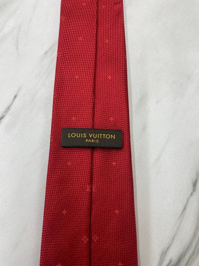 【極美品】LOUIS VUITTON ネクタイ モノグラム レッド ジャガード