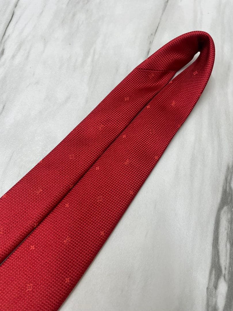 【極美品】LOUIS VUITTON ネクタイ モノグラム レッド ジャガード