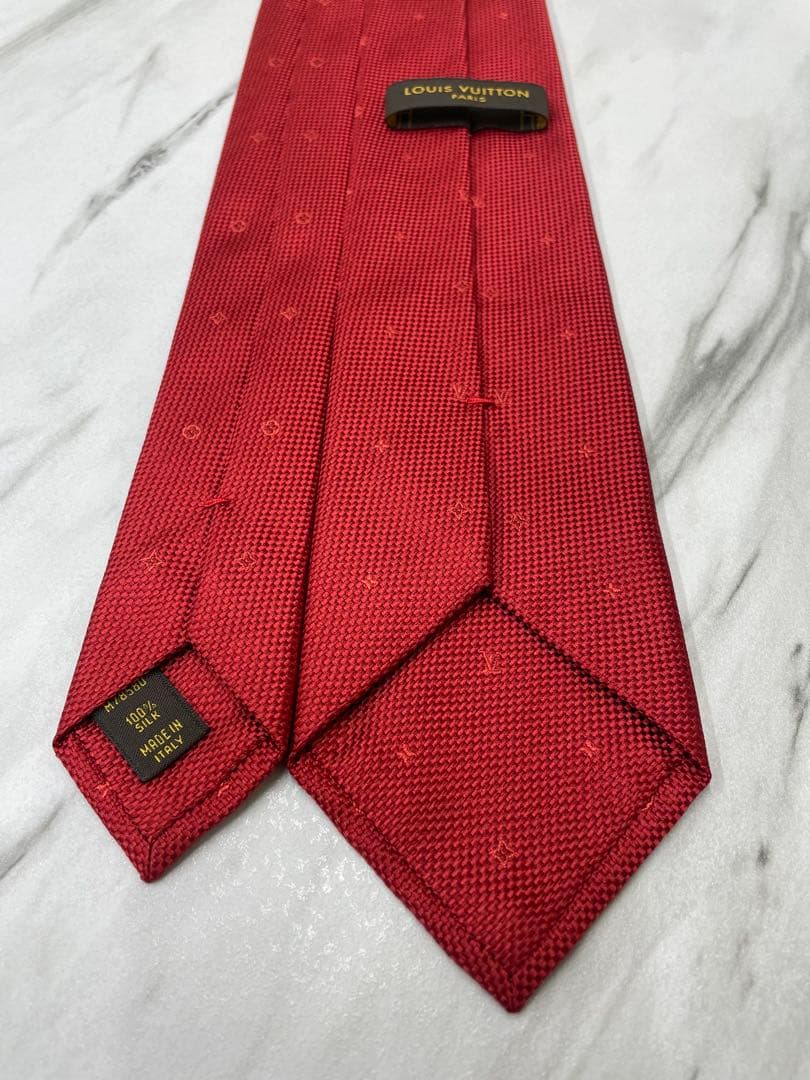 【極美品】LOUIS VUITTON ネクタイ モノグラム レッド ジャガード