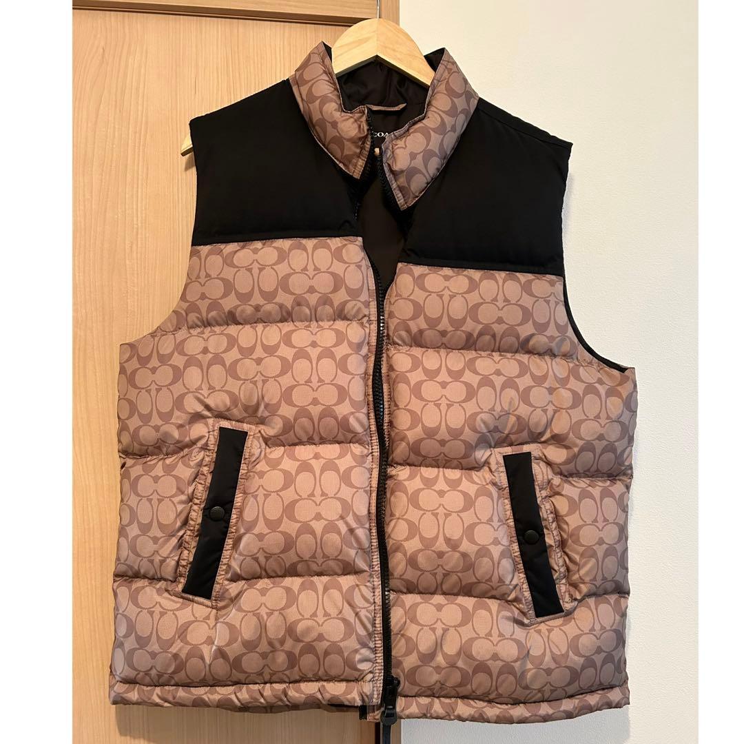 COACH メンズ XL シグネチャー柄 ダウンベスト