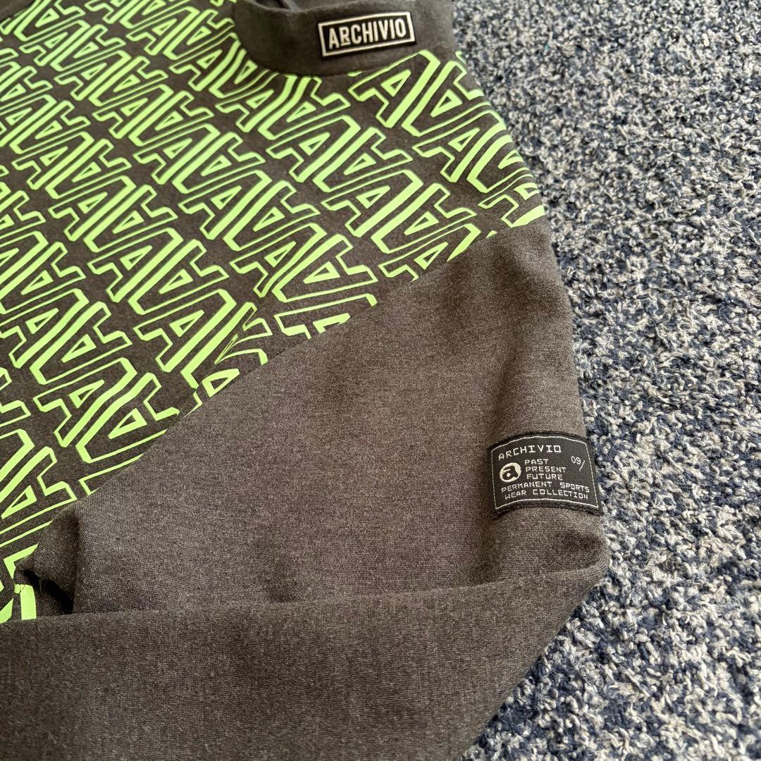 アルチビオ　総柄　モックネック　ハイネック　ゴルフウェア　グレー×グリーン　48