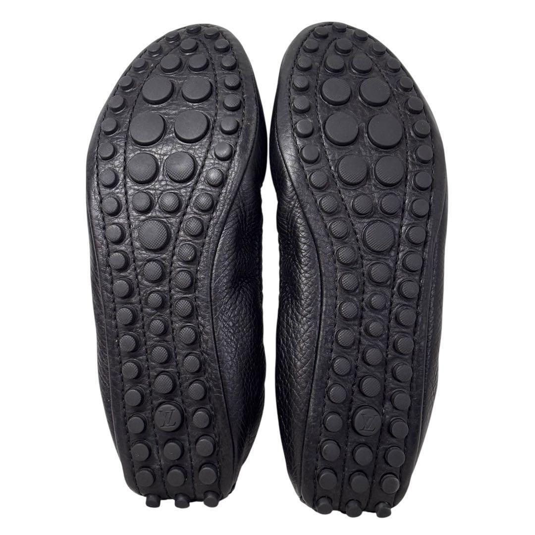 ルイヴィトン 36 23.5 LV レザー バレエシューズ シボ革 ブラック