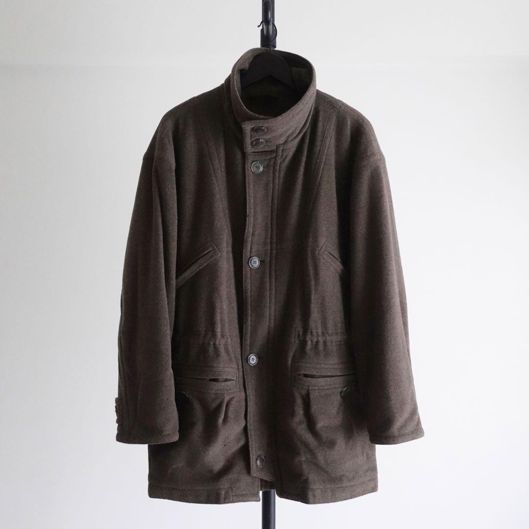 1990s HUGO BOSS ウールメルトン　スタンドカラーコート　ブラウン