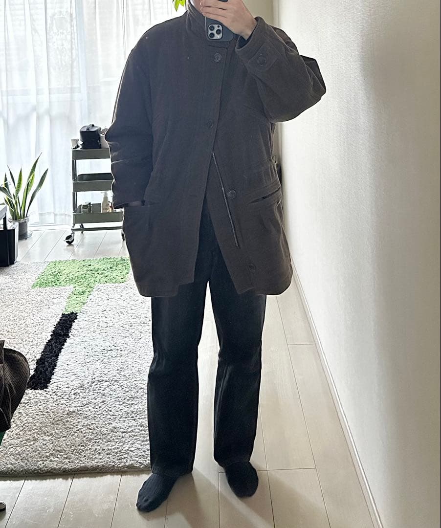 1990s HUGO BOSS ウールメルトン　スタンドカラーコート　ブラウン