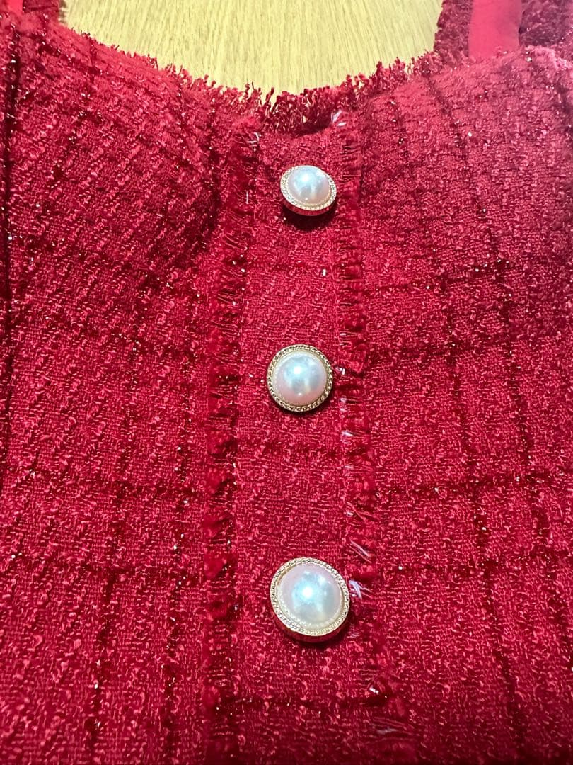 JEWELS セットアップドレス ツイード ワインレッド 赤 Sサイズ