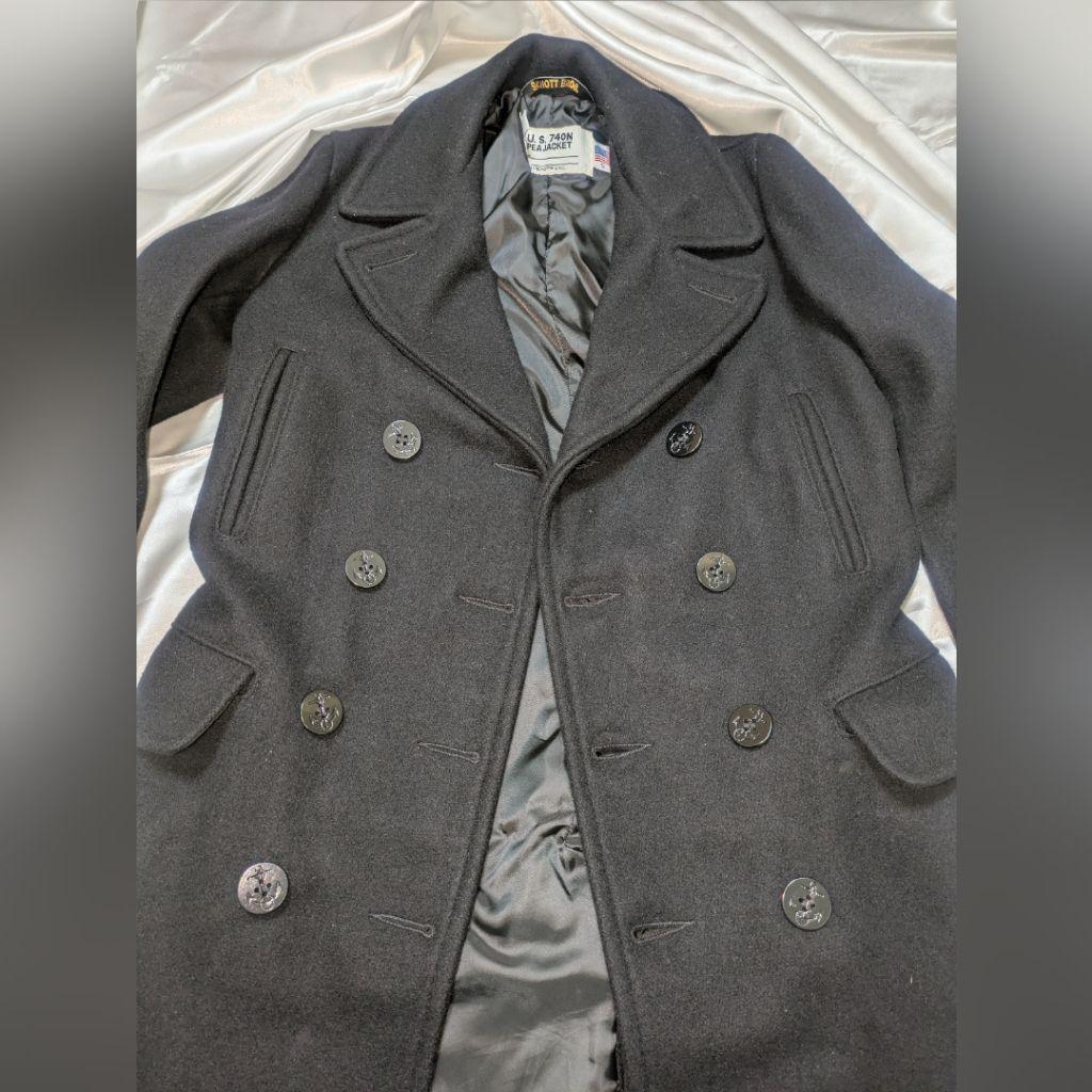 Schott ショット 714US ロング ピーコート 黒 S