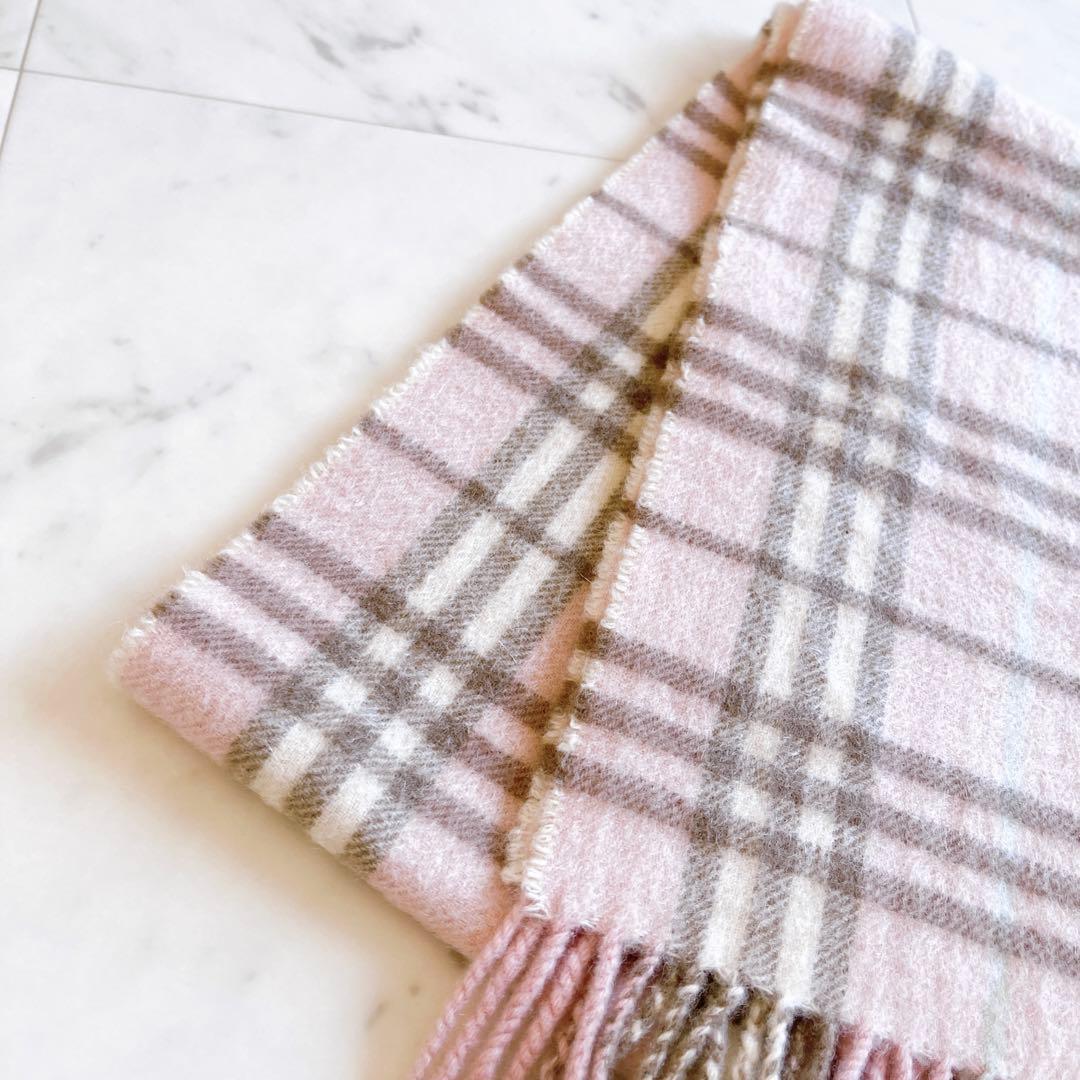 ✨希少✨バーバリーロンドン　カシミヤ100% ノバチェック　ピンク　マフラー