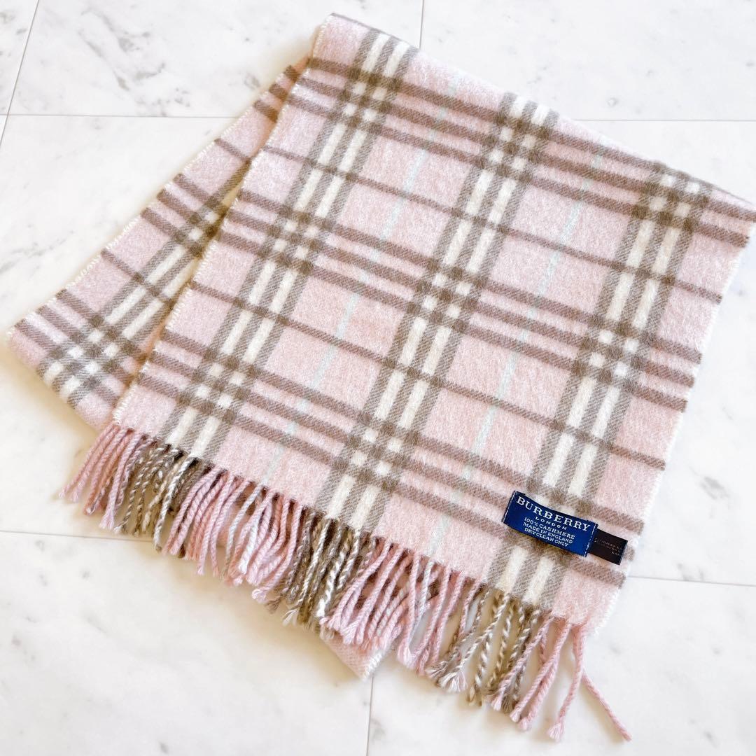 ✨希少✨バーバリーロンドン　カシミヤ100% ノバチェック　ピンク　マフラー