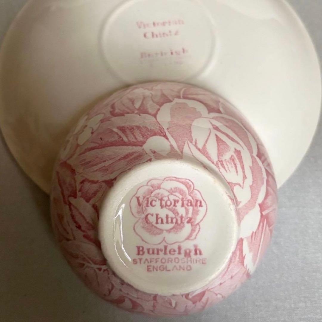 バーレイ ヴィクトリアンチンツ ピンク シュガーボウル ソーサー 皿
