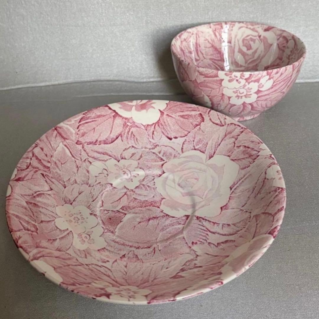 バーレイ ヴィクトリアンチンツ ピンク シュガーボウル ソーサー 皿