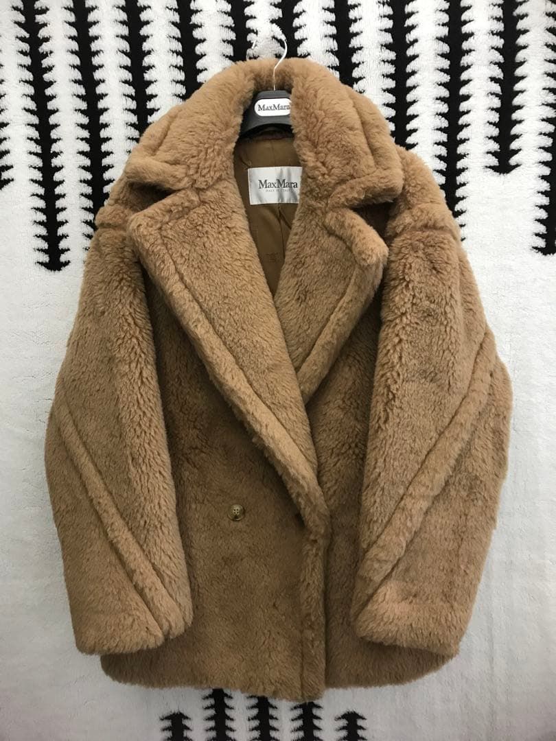 MaxMara ファーコート ダブルブレストキャメル