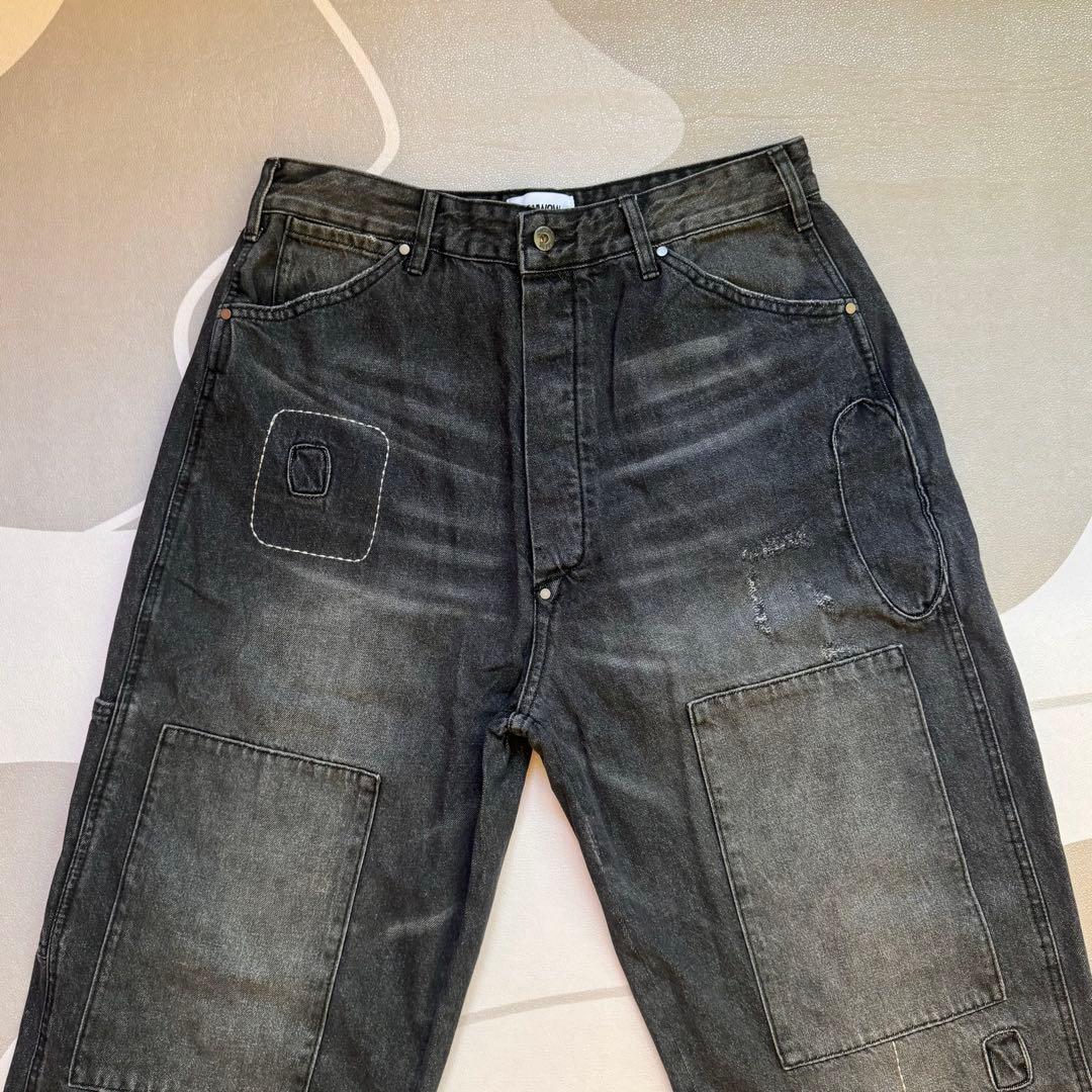 パンツ BOWWOW 30S BLACK DENIM PANTS REPAIRED