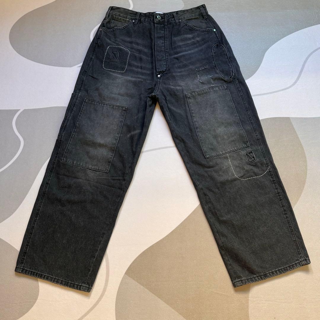 パンツ BOWWOW 30S BLACK DENIM PANTS REPAIRED