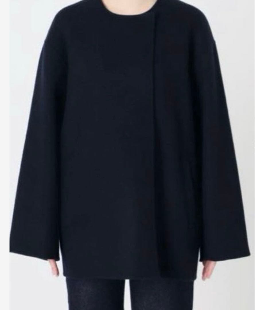 未使用タグ付き　souple woolダブルフェイスノーカラーコート