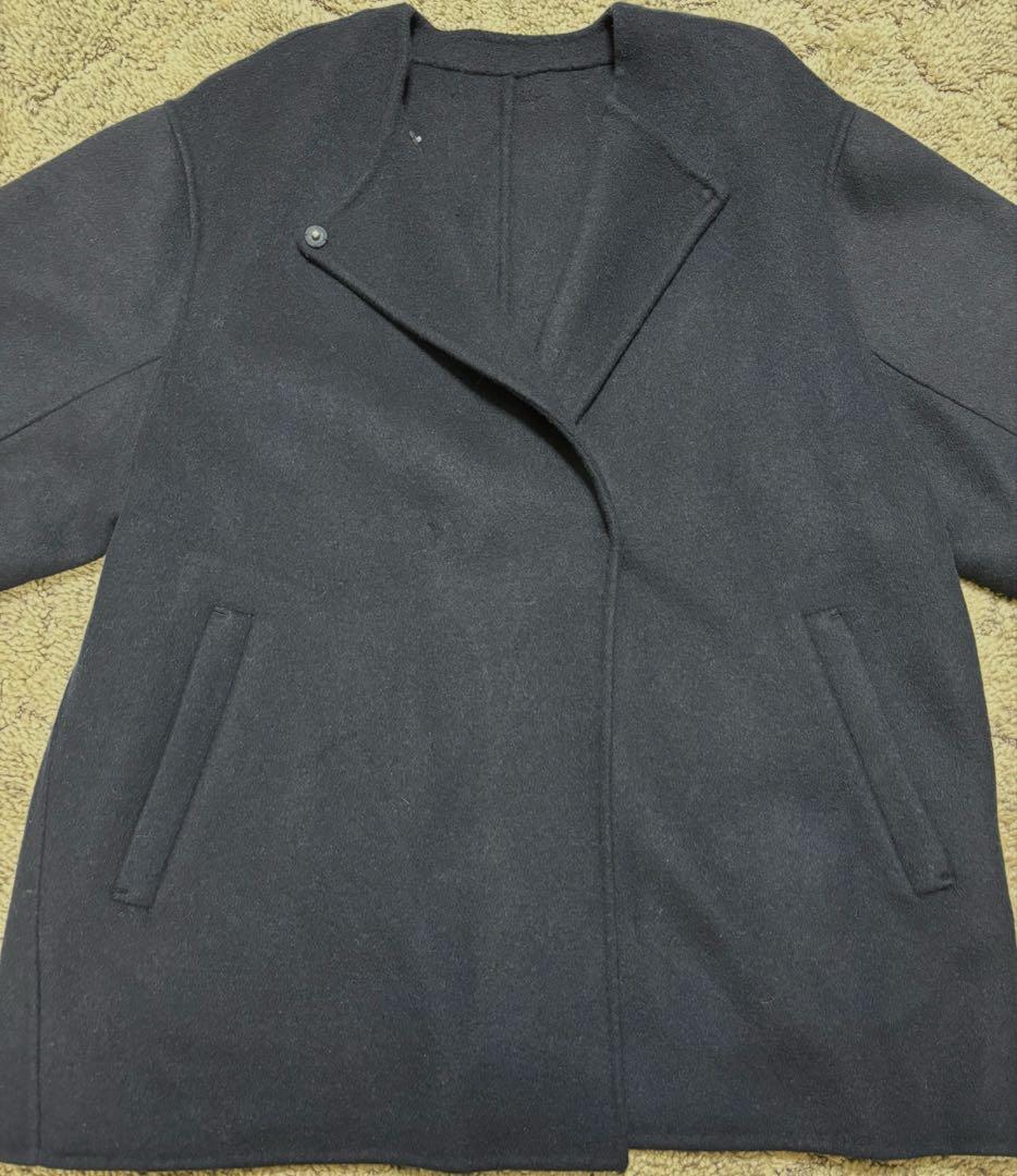 未使用タグ付き　souple woolダブルフェイスノーカラーコート