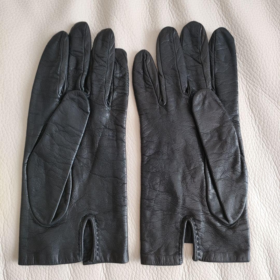 エルメス レディース革手袋 サイズ7.5 黒