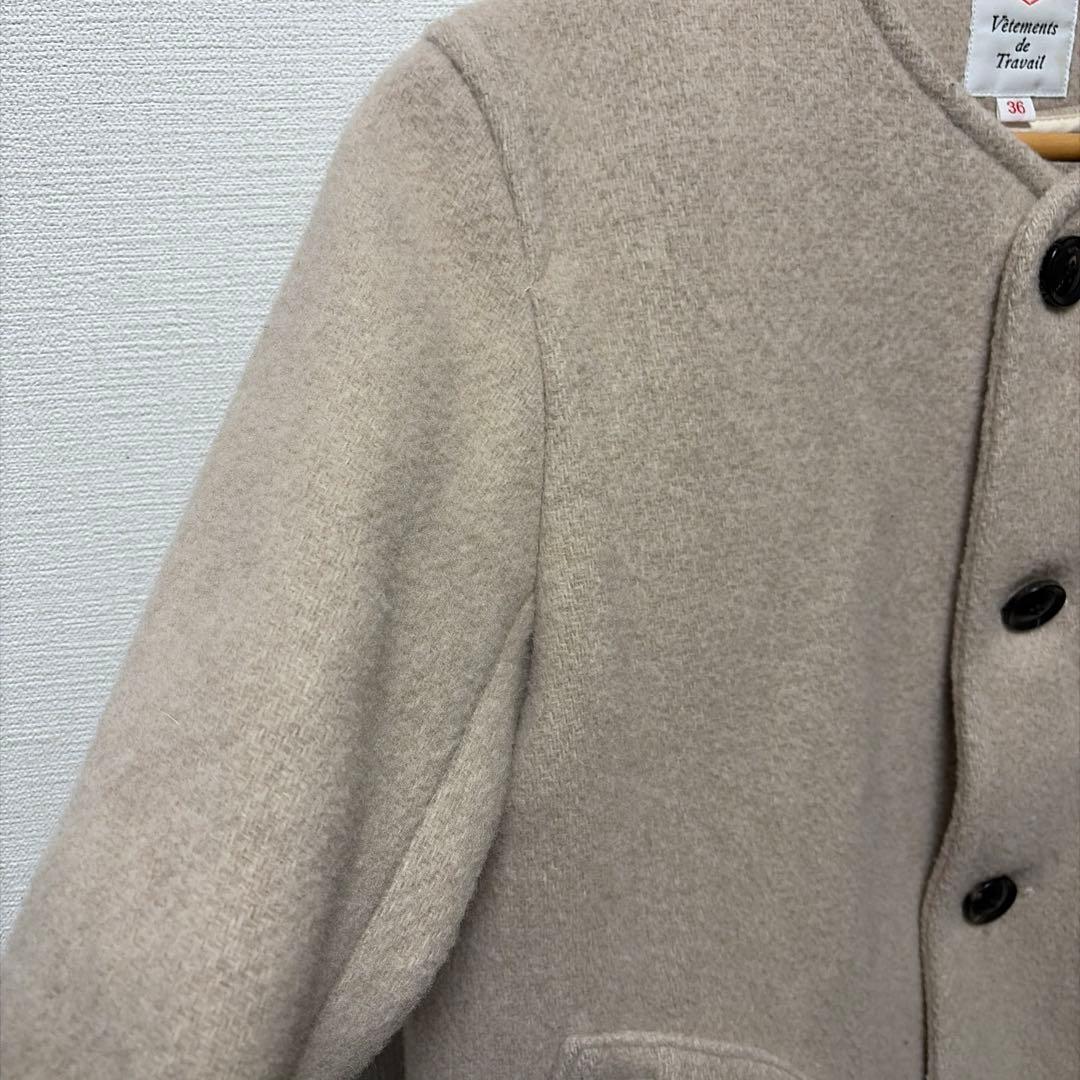 DANTON ダントン ウールモッサ ノーカラージャケット グレージュ 36