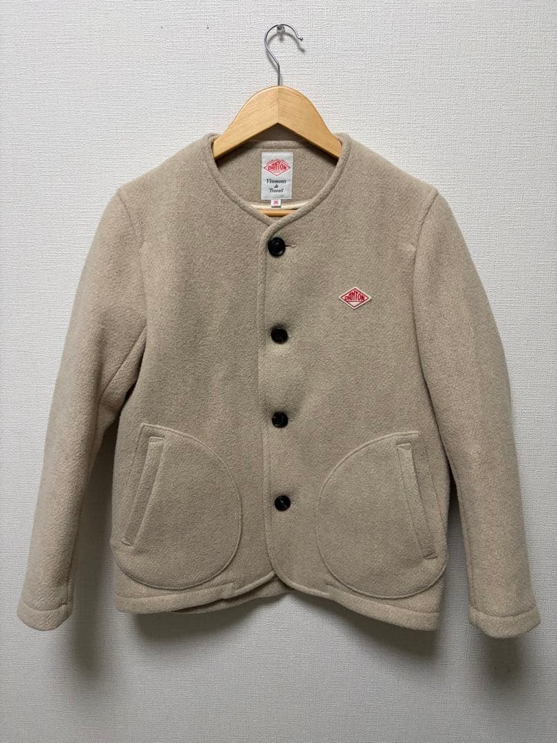 DANTON ダントン ウールモッサ ノーカラージャケット グレージュ 36