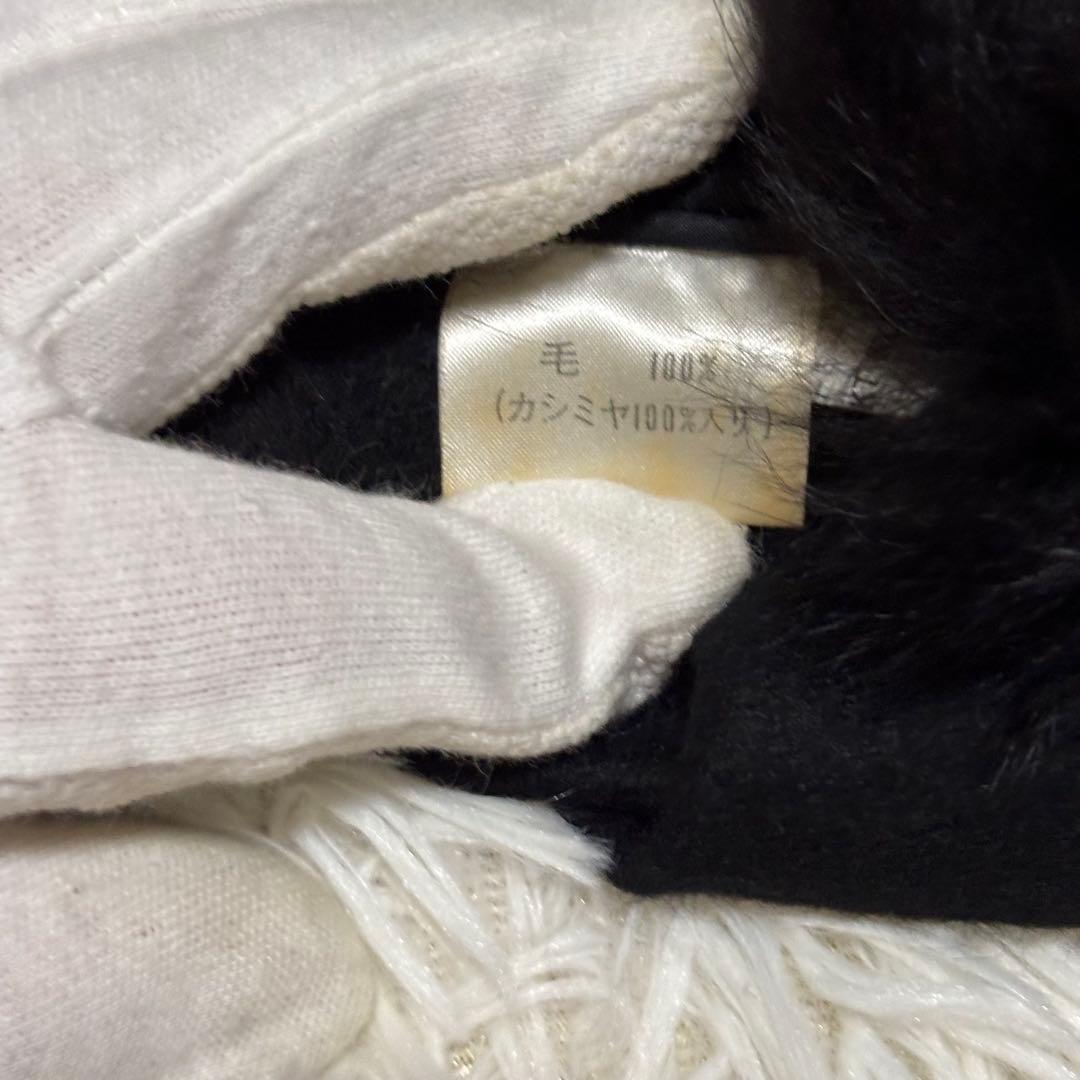 ポンチョ　コート　ファー　カシミア　フォックス　黒
