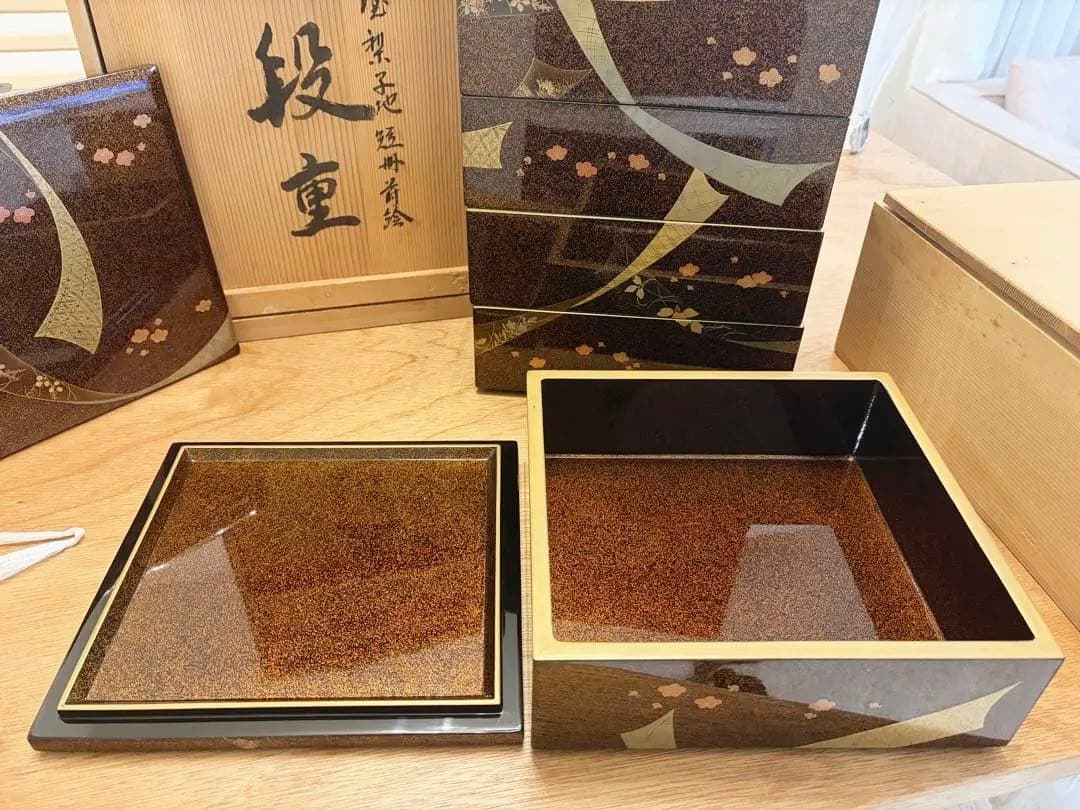 輪島塗 五段重 重台 木箱付き